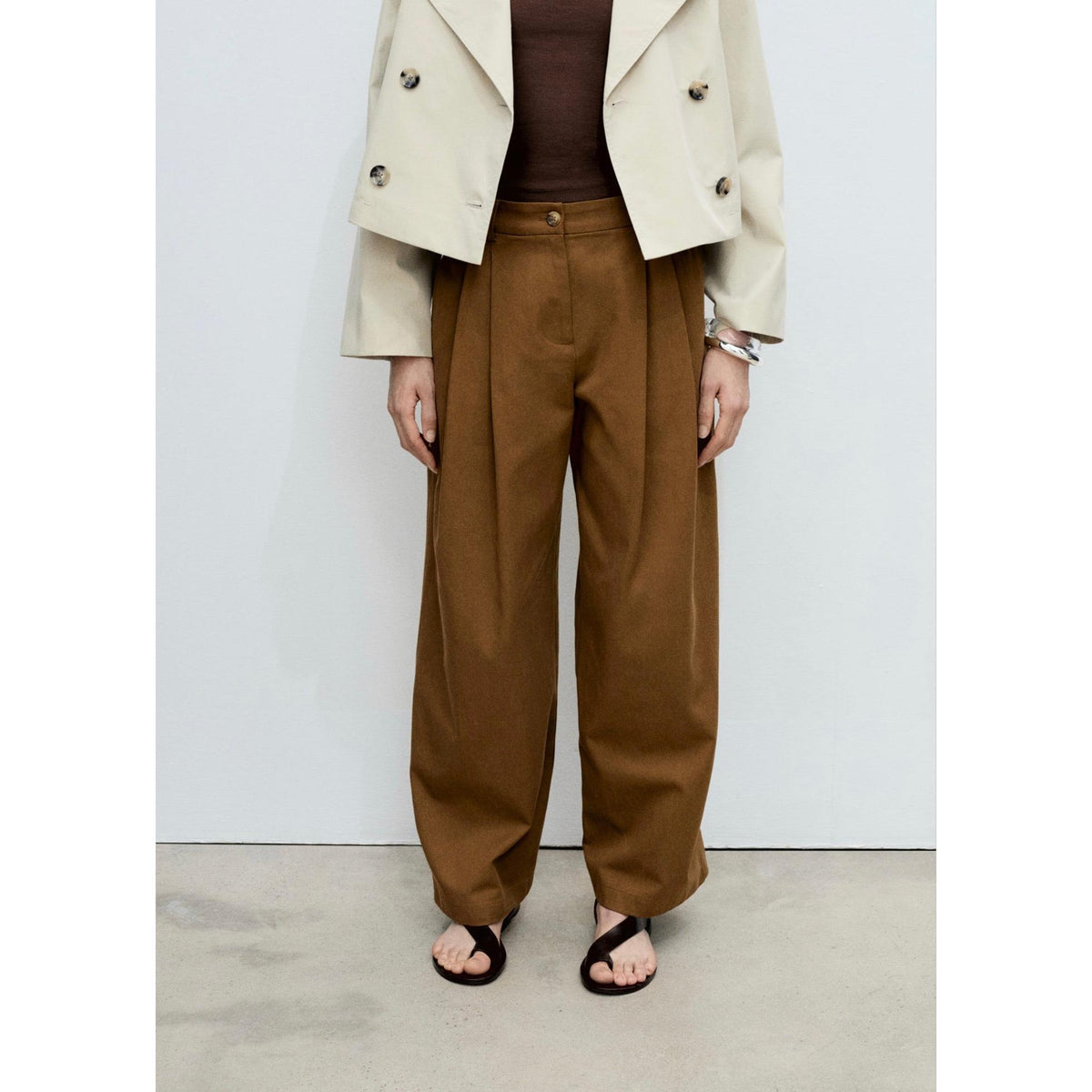 Pantalon Wideleg Mélange Coton Et Lyocell