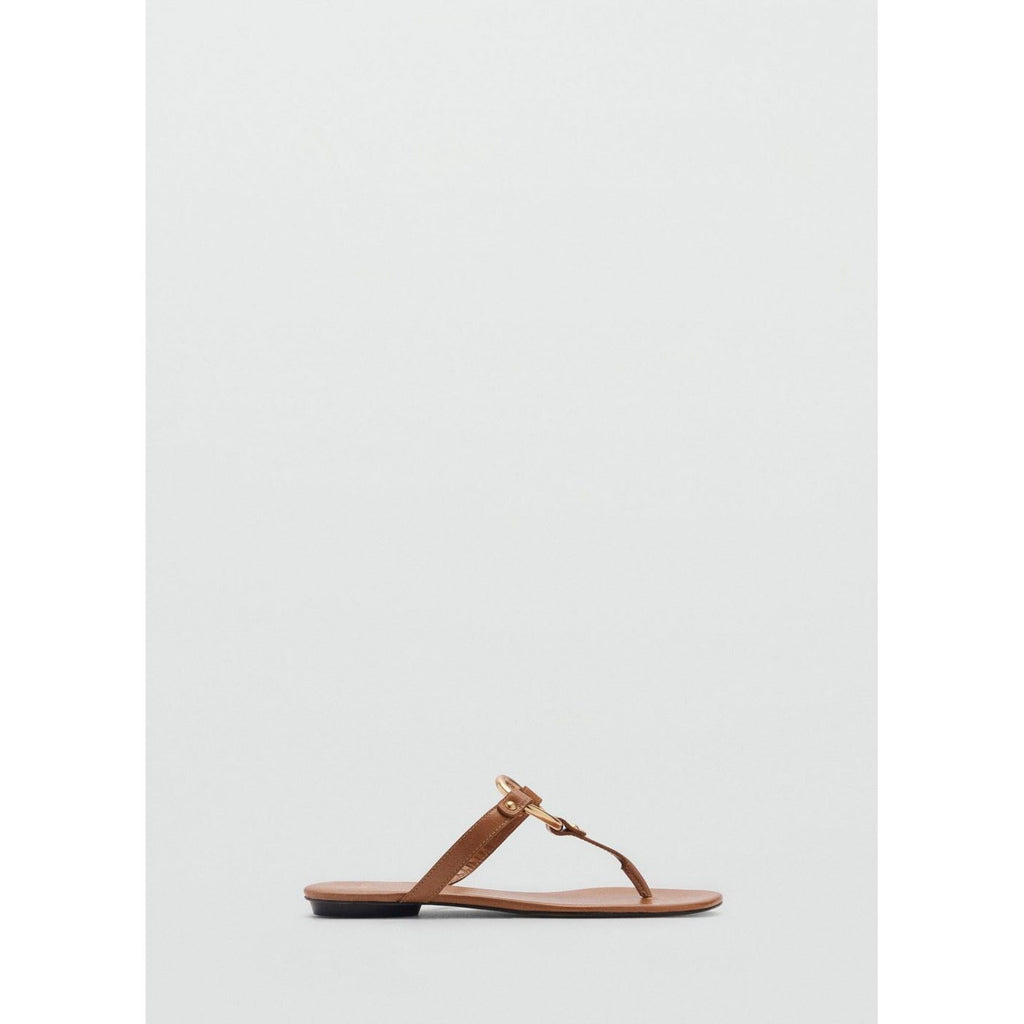 Sandale En Cuir Détail Pièce En Métal