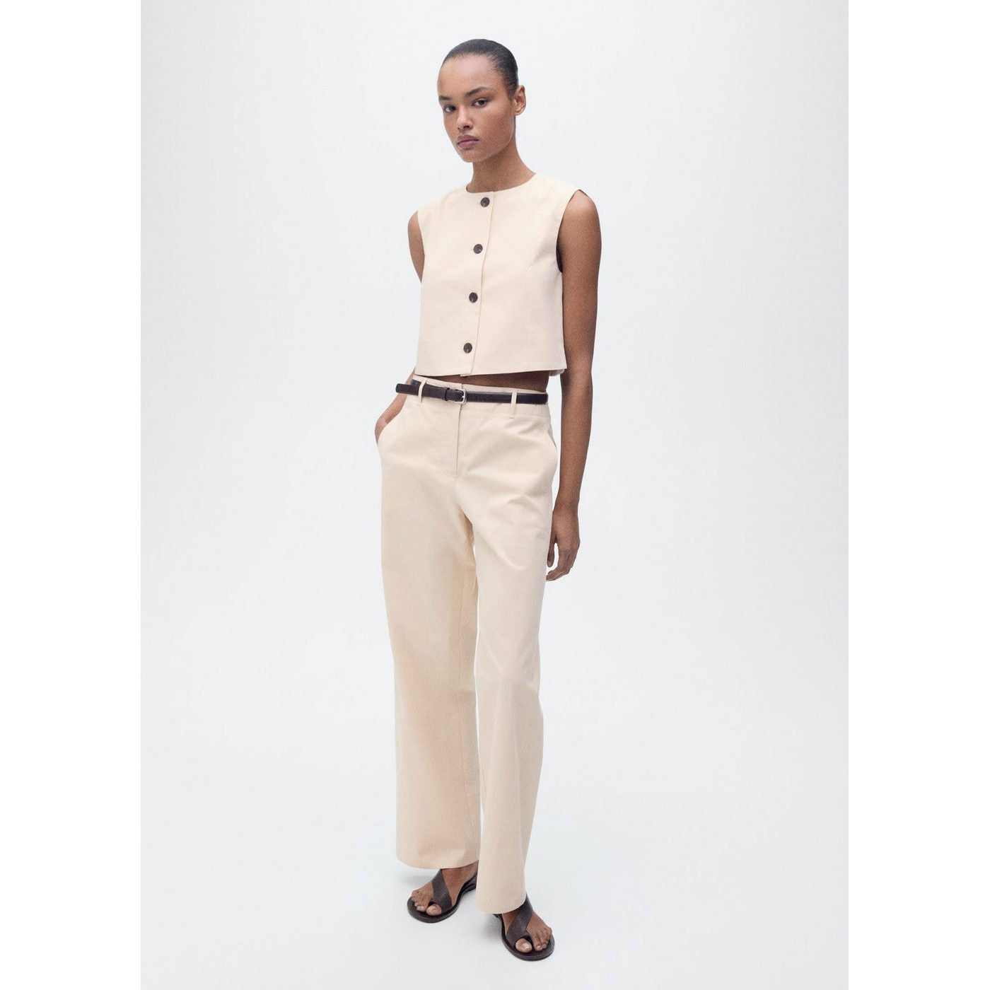 Top Crop Coton Boutons