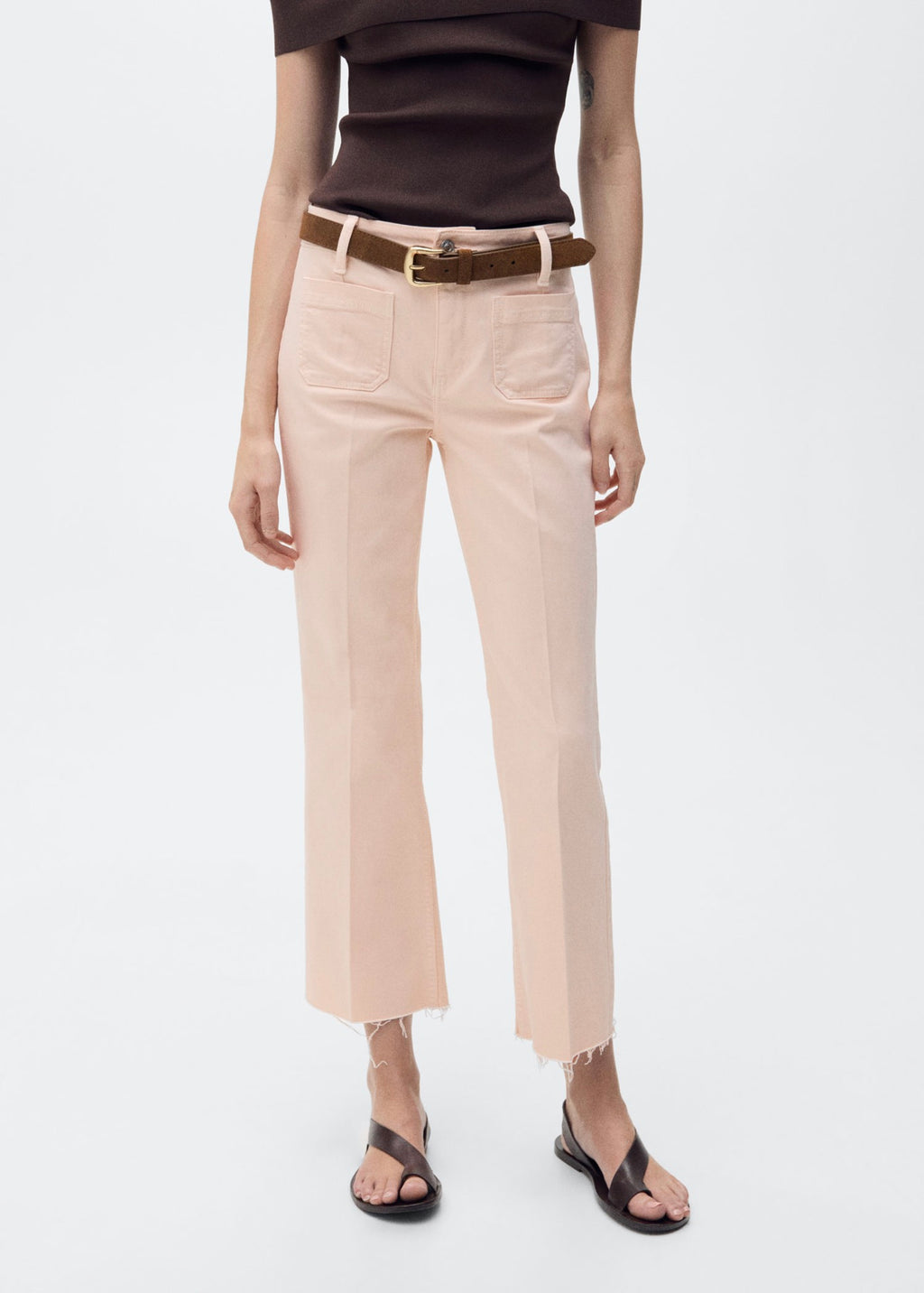 Cropped Flare Jeans with Pockets