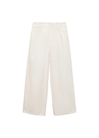 Pantalon En Denim Wideleg Taille Effilochée