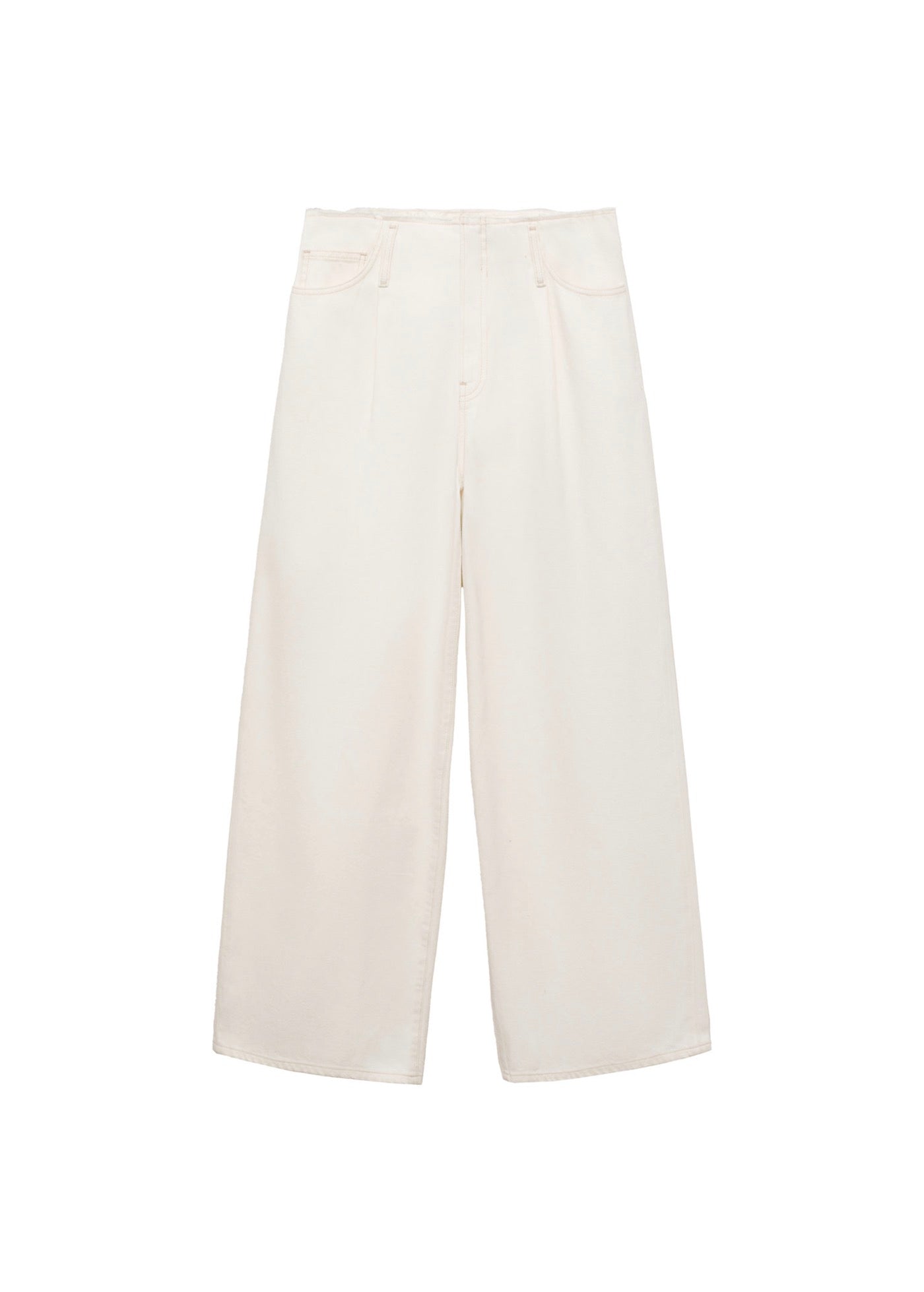 Pantalon En Denim Wideleg Taille Effilochée