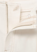 Pantalon En Denim Wideleg Taille Effilochée