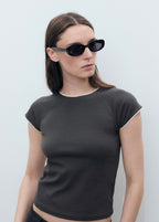 T-Shirt Coton Liserés Contrastants