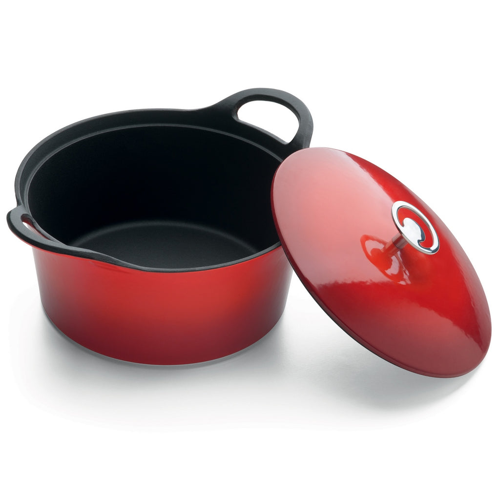 Volcan - Oval Cast Iron Casserole With Lid - 2 Sizes - Red