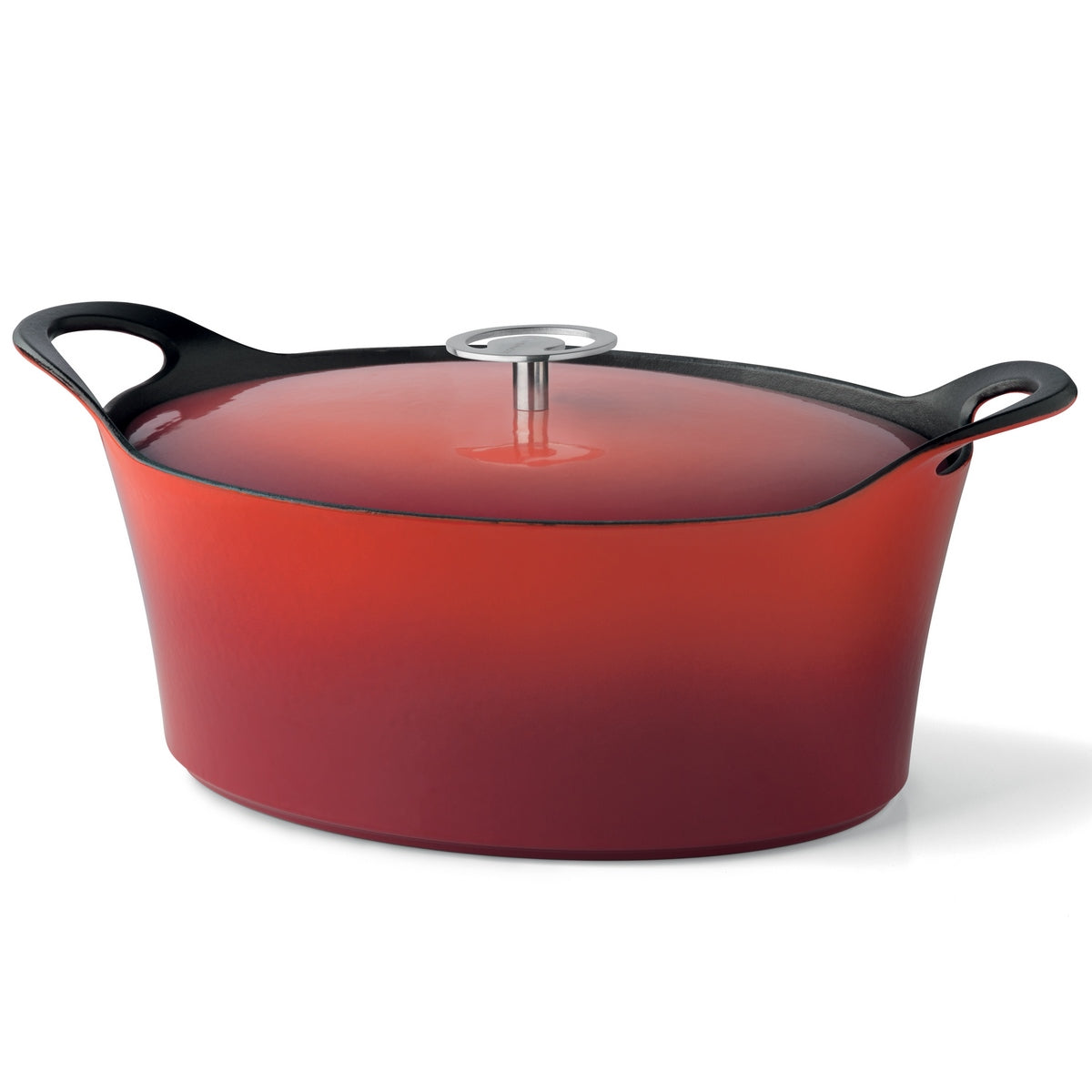Volcan - Oval Cast Iron Casserole With Lid - 2 Sizes - Red