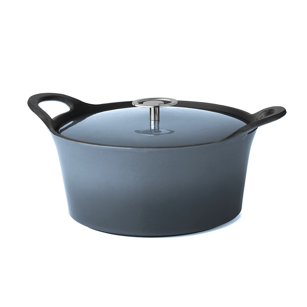 Volcan - Cocotte redonda de hierro fundido con tapa - 20 cm - Azul denim