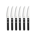 Steak Pizza - Set of 6 Steak Knives - Black