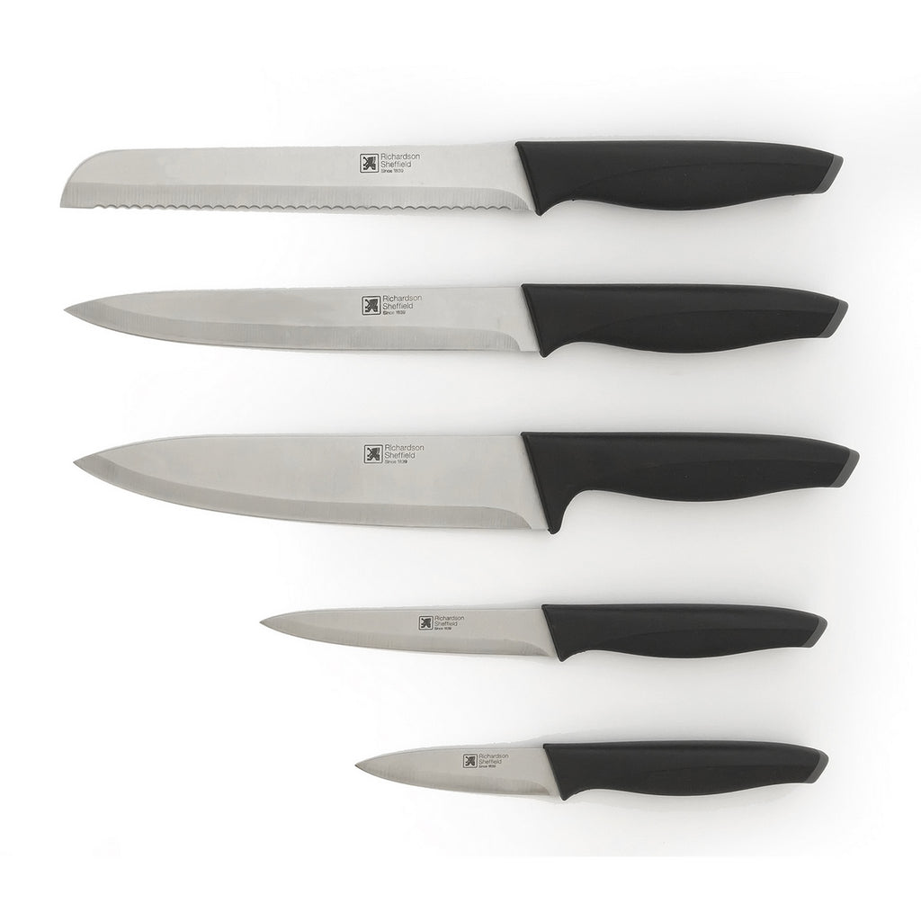 Advantage - 5-Piece Knife Block Stainless Steel Blades with Tablet Holder - Natural Wood