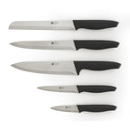 Advantage - 5-Piece Knife Block Stainless Steel Blades with Tablet Holder - Natural Wood