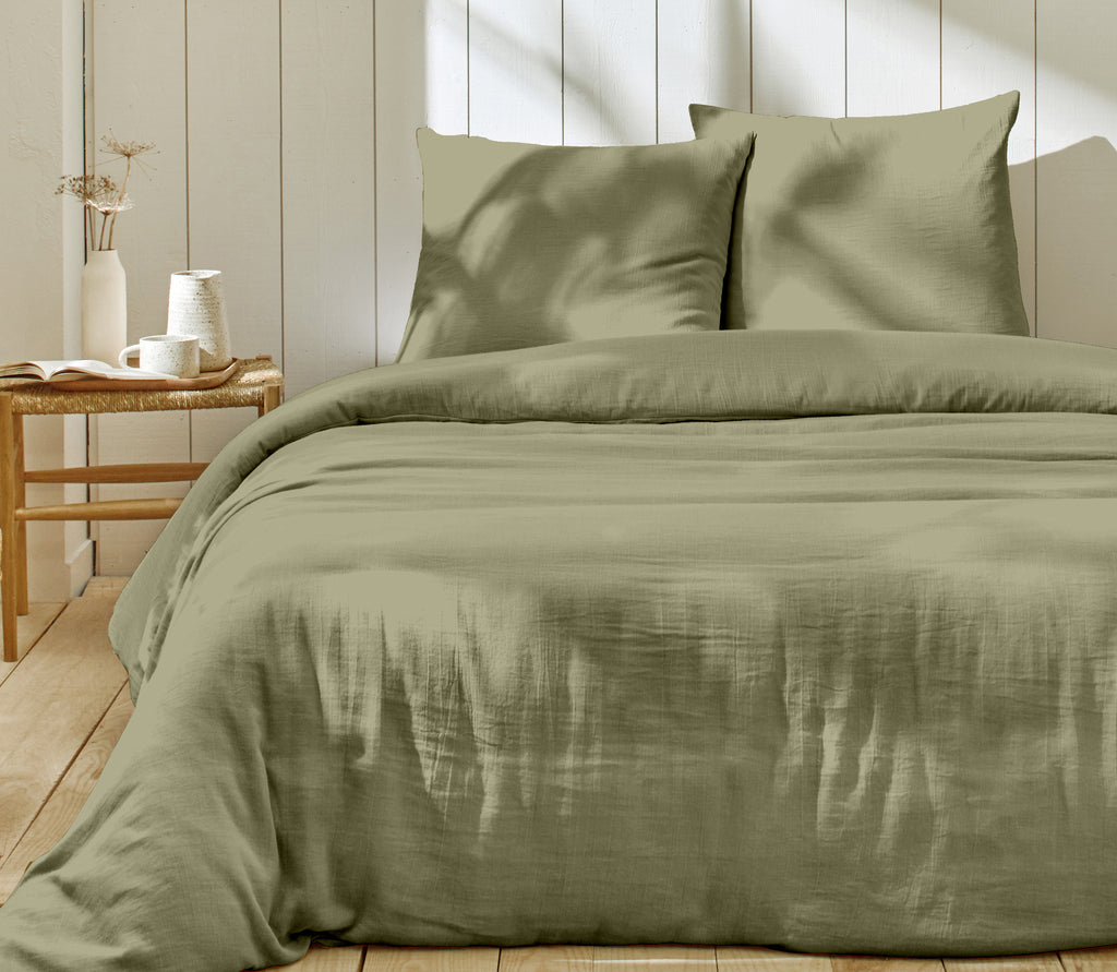 Complete Bed Set - 3 Pieces - 100% Cotton Gauze - Verdigris