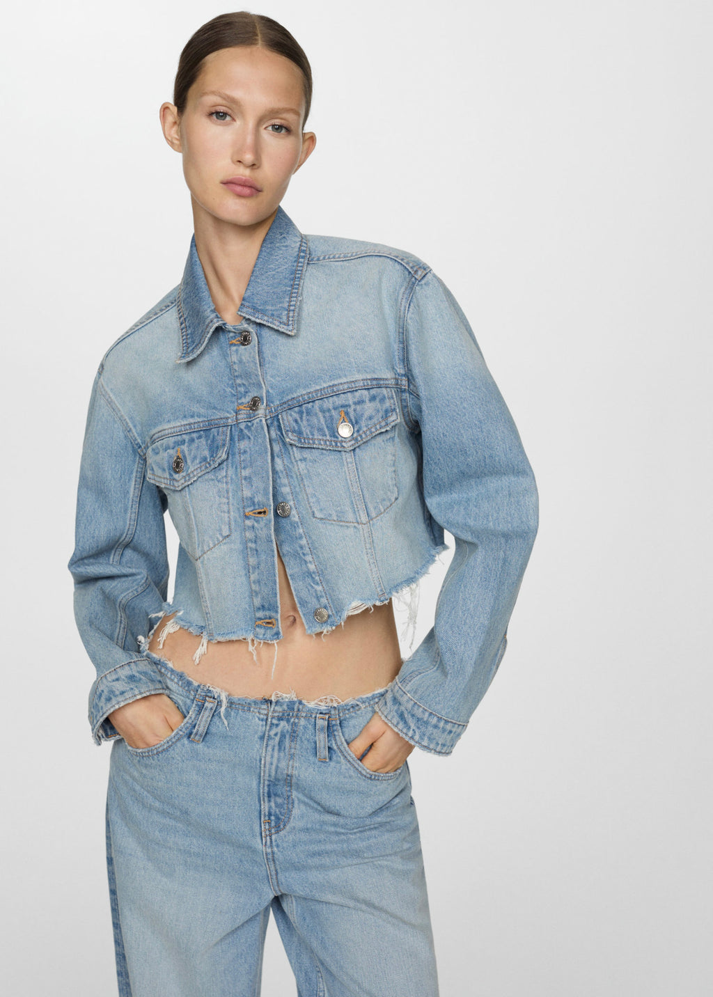 Blouson En Jean Bas Effiloché