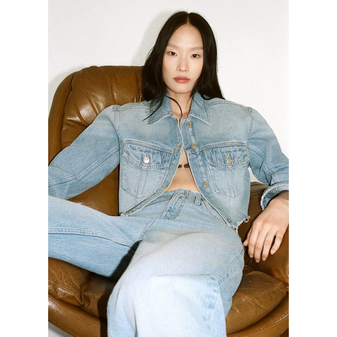 Blouson En Jean Bas Effiloché