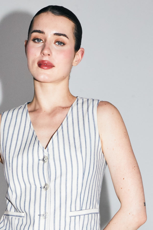 La Veste Karl En Coton A  Rayures Bleues Fabriquée En Italie