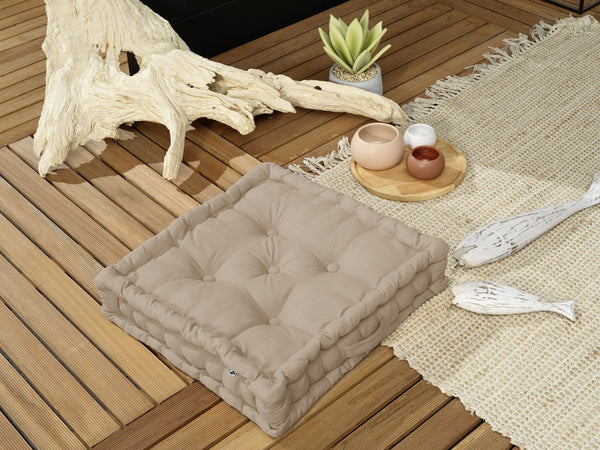 Kala - Coussin De Sol - Coton Uni - Ficelle