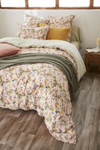 Reversible Duvet Cover - Printed Cotton Gauze - Clarence - Sea Green
