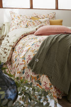 Reversible Duvet Cover - Printed Cotton Gauze - Clarence - Sea Green