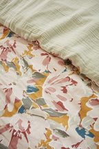 Reversible Duvet Cover - Printed Cotton Gauze - Clarence - Sea Green
