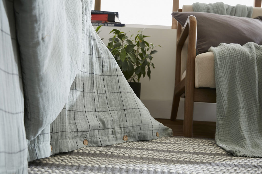 Gaïa Match - Funda nórdica reversible - Doble gasa de algodón tejido teñido - Eucalipto