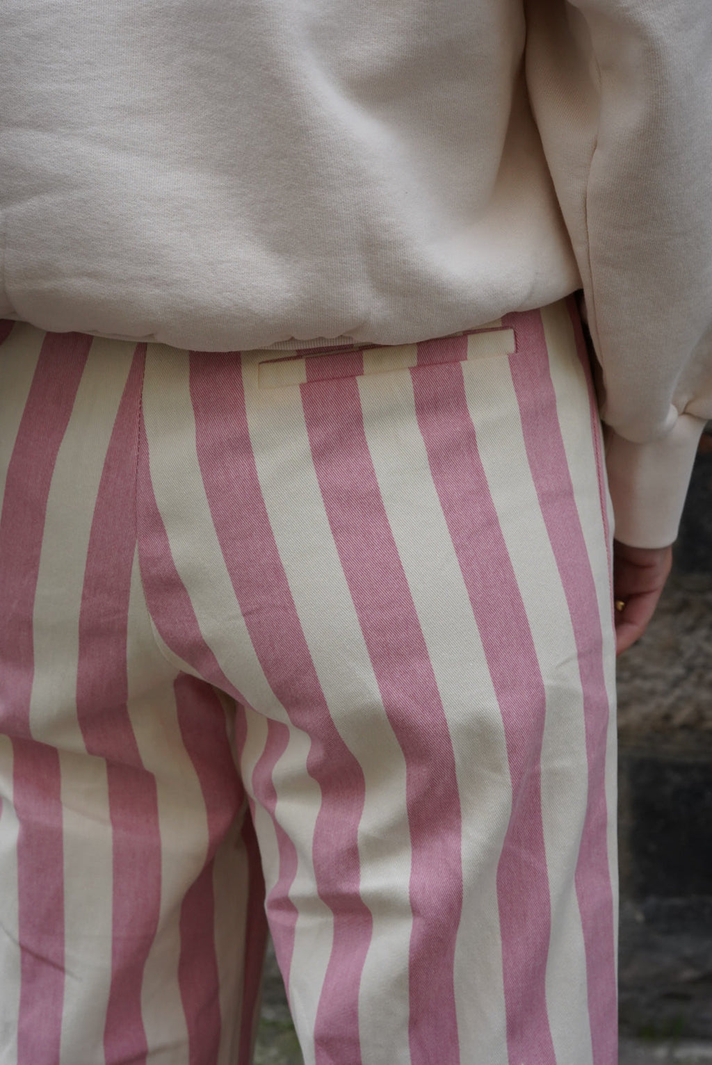 Pantalon Hubert Rayure Rose/Écru
