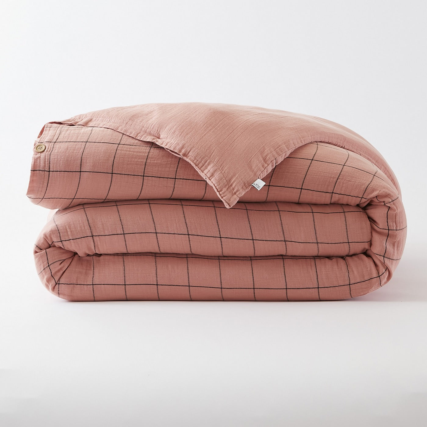Funda nórdica reversible - Doble gasa de algodón tejido teñido - Gaïa Match - Rosa Melocotón
