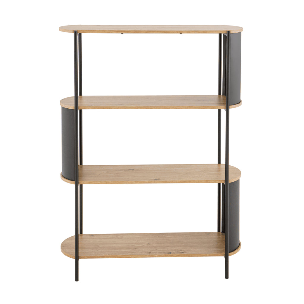 Eklo - Étagère 4 Niveaux - Bois & Metal - Noir