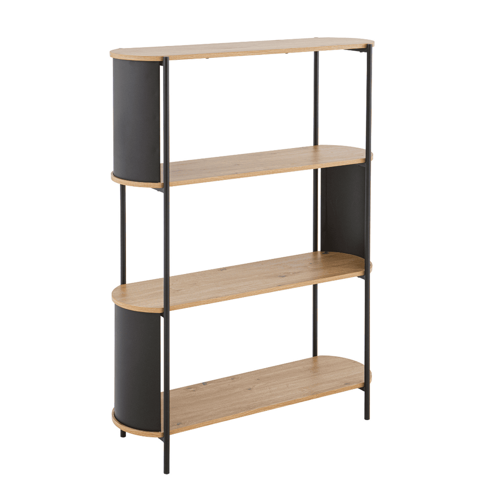 Eklo - Étagère 4 Niveaux - Bois & Metal - Noir