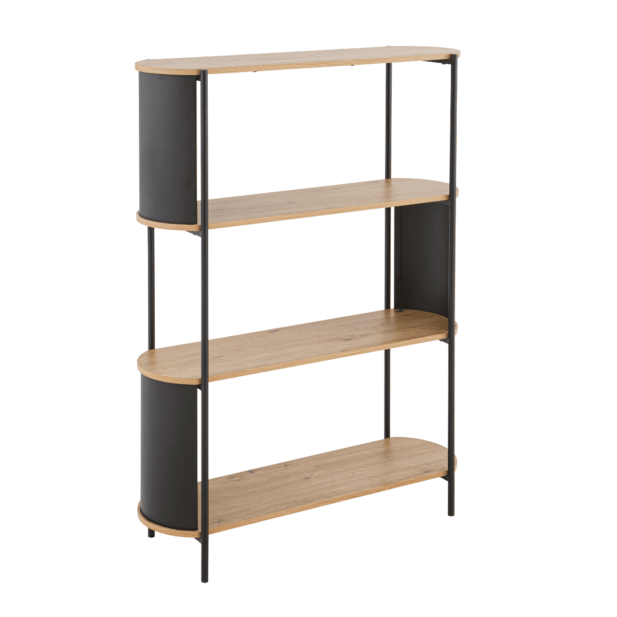 Eklo - Étagère 4 Niveaux - Bois & Metal - Noir