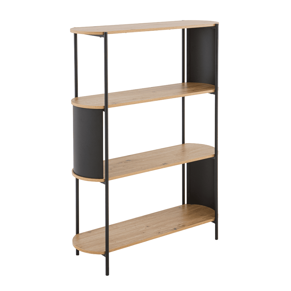 Eklo - Étagère 4 Niveaux - Bois & Metal - Noir