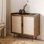 Jetson - Buffet 2 Portes - Tissu & Noyer