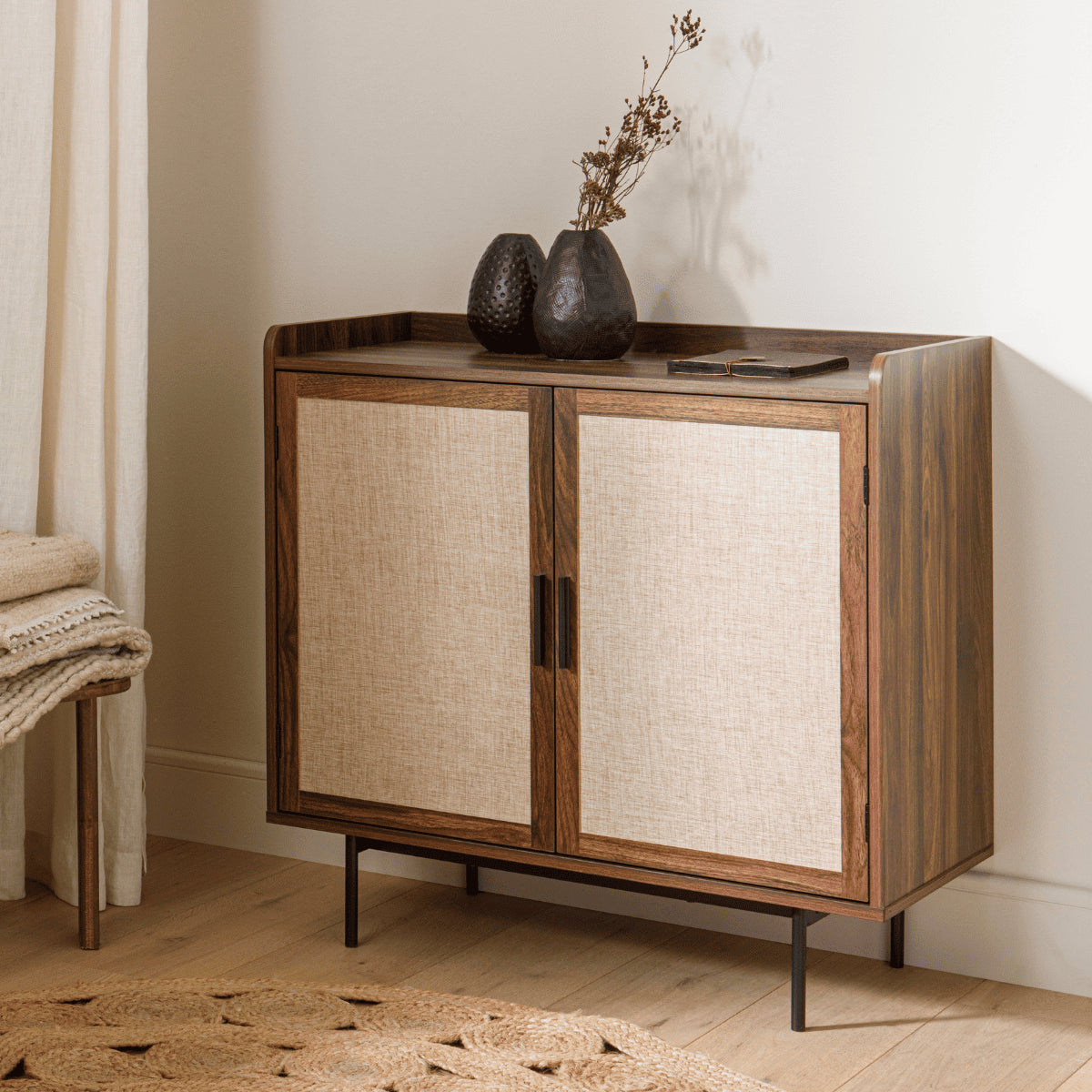 Jetson - Buffet 2 Portes - Tissu & Noyer