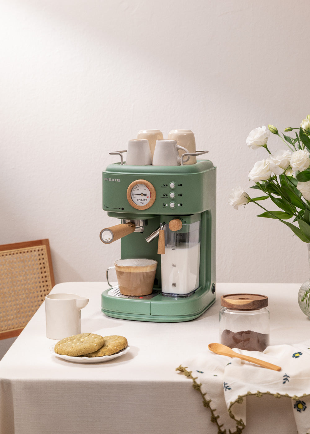 Thera Matt Pro - Machine À Café Expresso Semi-Automatique 20 bars - Vert Sauge