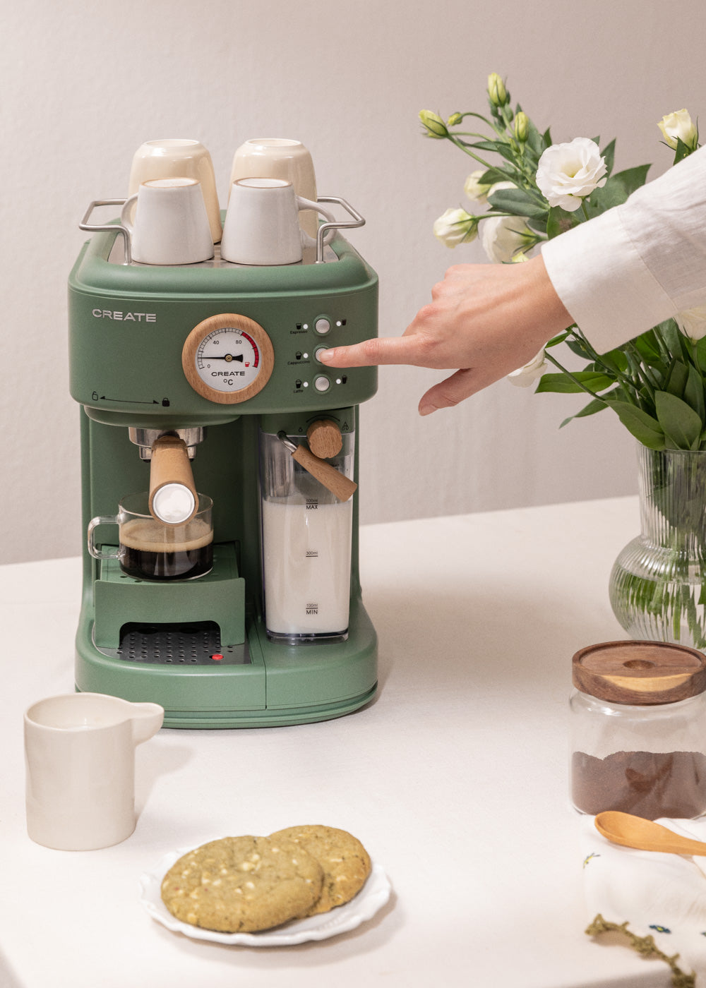 Thera Matt Pro - Machine À Café Expresso Semi-Automatique 20 bars - Vert Sauge