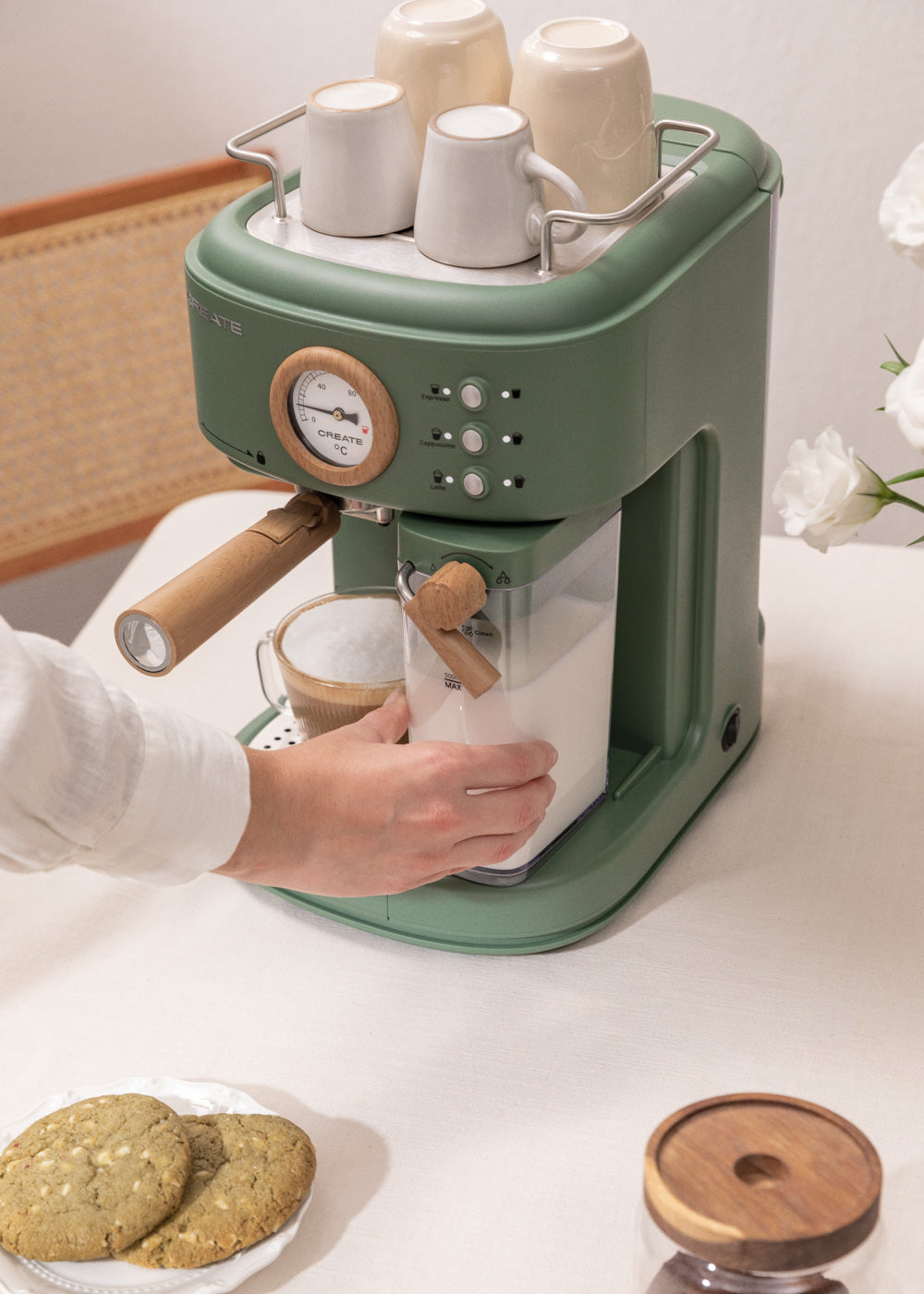 Thera Matt Pro - Machine À Café Expresso Semi-Automatique 20 bars - Vert Sauge