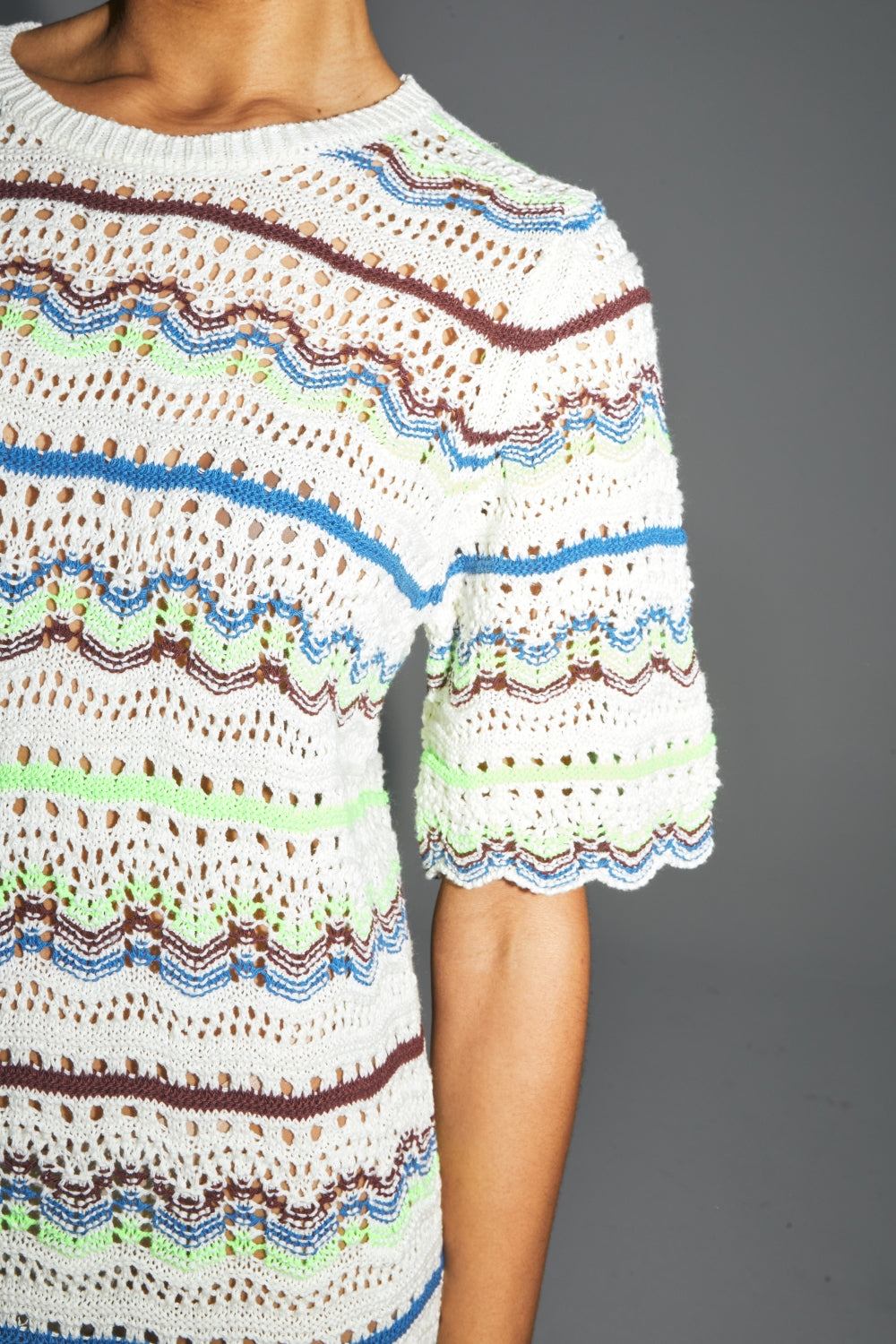 Minivestido Talitha En Crochet Colorful De Algodón Oeko-Tex Fabricado En Italia - Blanco