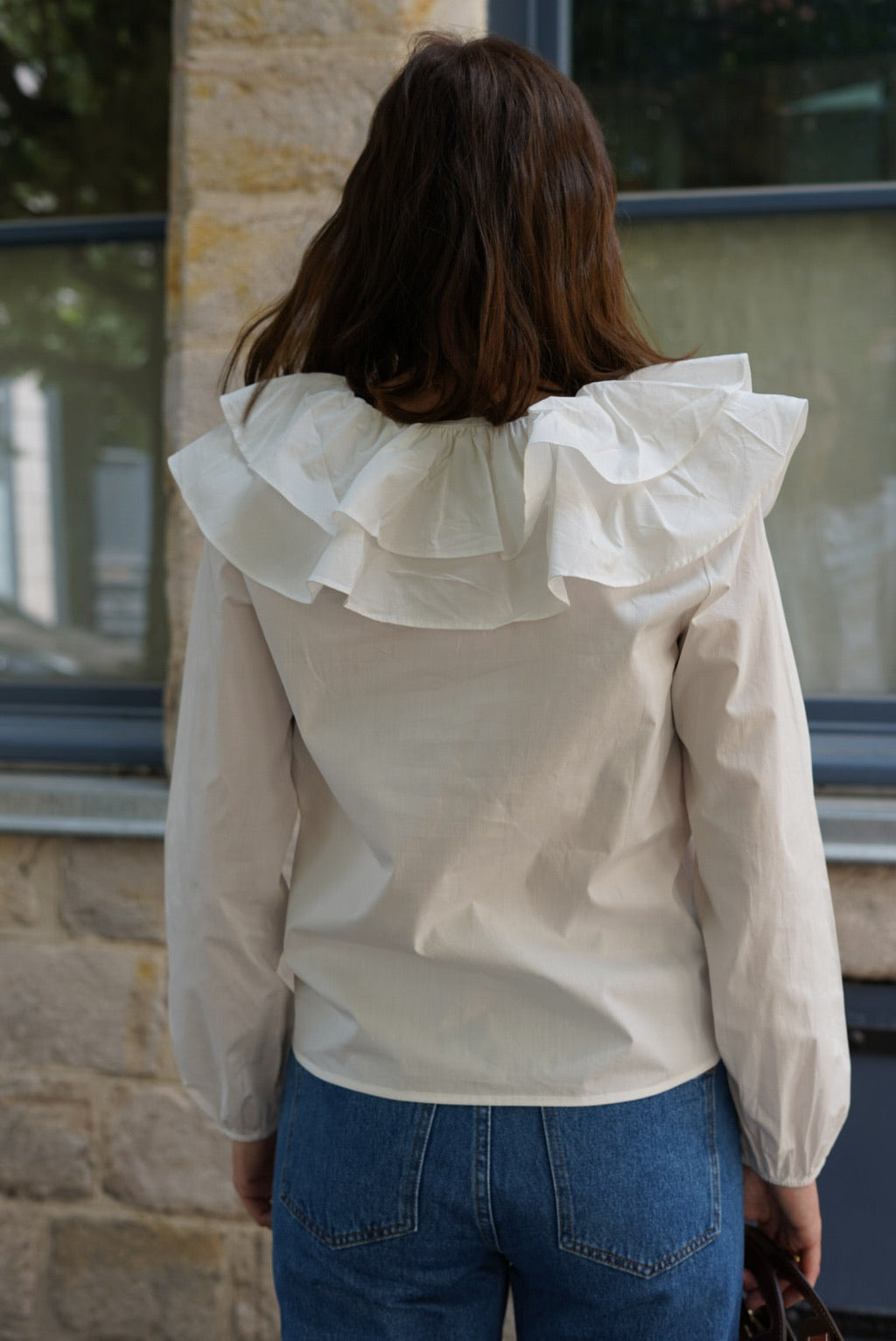 Joséphine Large Collar Blouse White