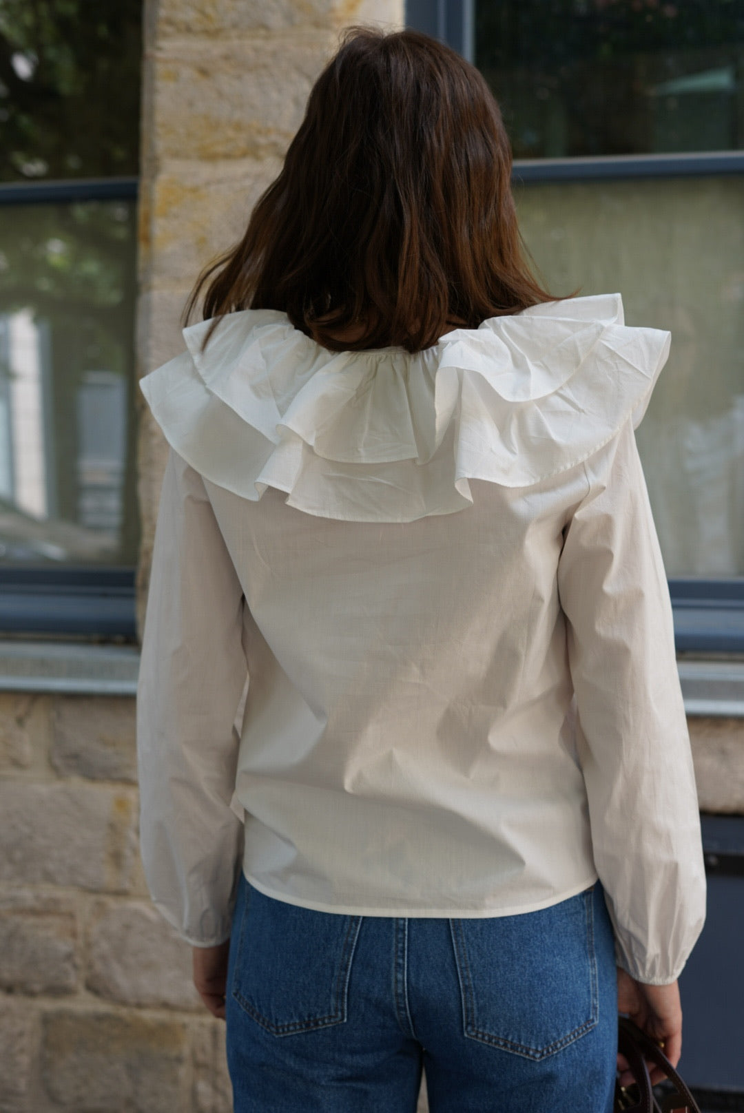 Joséphine Large Collar Blouse White