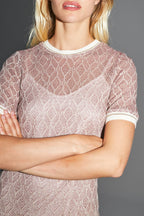 Vestido calado Annalisa Geo Knit Dorado Borgoña Hecho en Italia