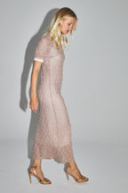 Vestido calado Annalisa Geo Knit Dorado Borgoña Hecho en Italia