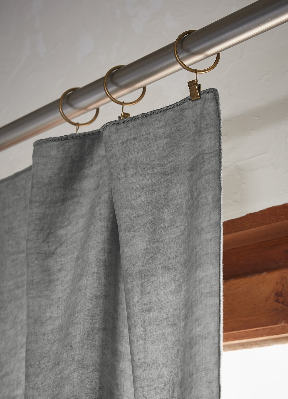 Adjustable Curtain + Clip Rings Plain Lyocell Lysandre - Granite