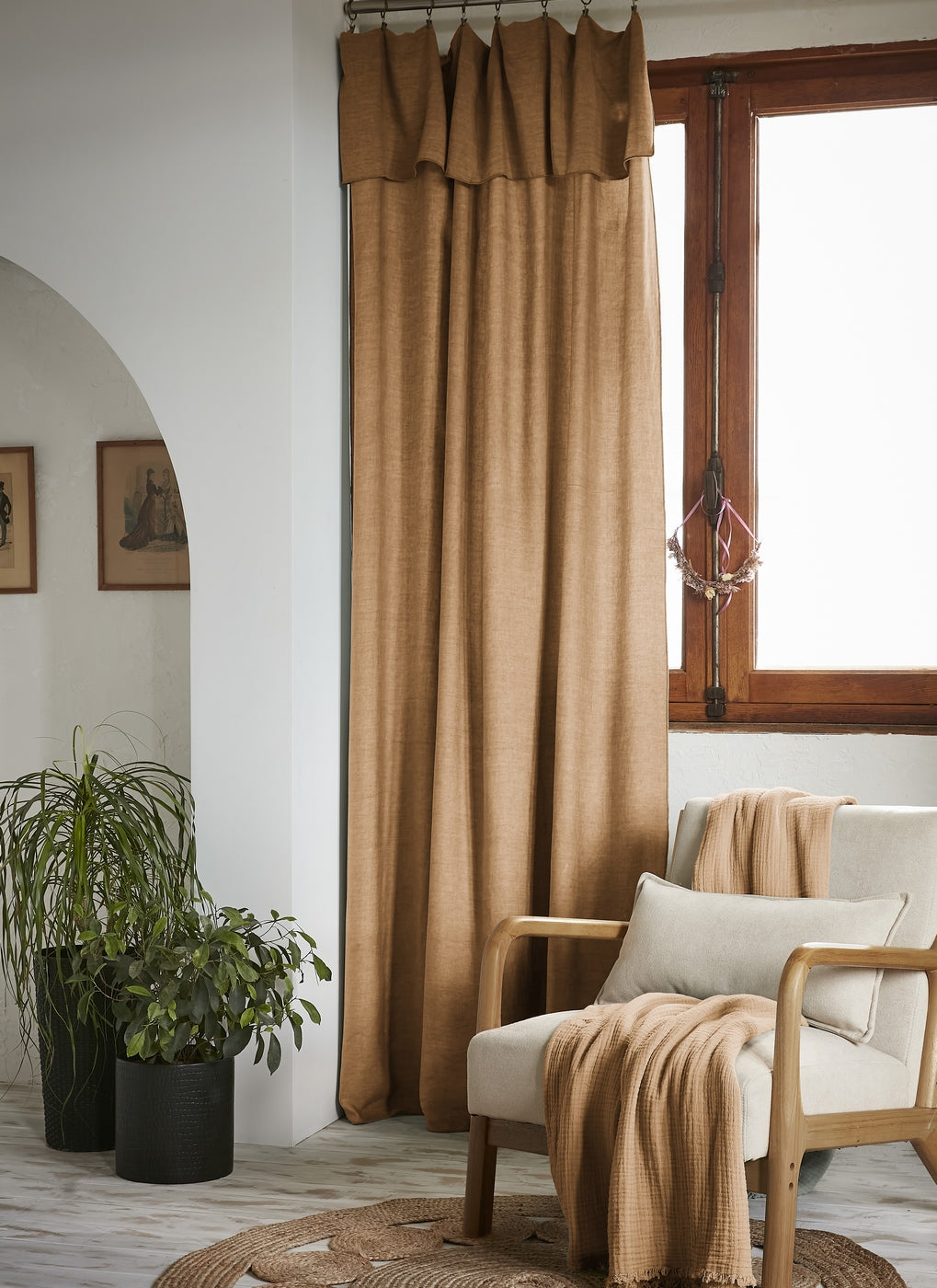 Lysandre - Adjustable Curtain + Plain Lyocell Clip Rings Lysandre - Camel