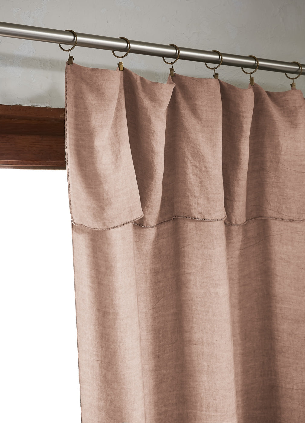 Lysandre - Rideau Ajustable + Anneaux Pince Lyocell Uni Lysandre - Blush