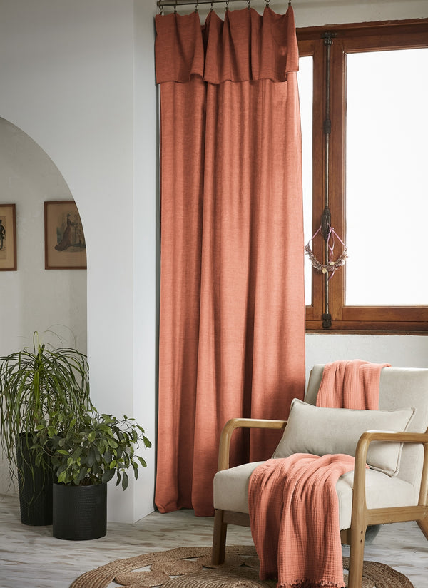 Lysandre - Adjustable Curtain + Plain Lyocell Clip Rings Lysandre - Terracotta