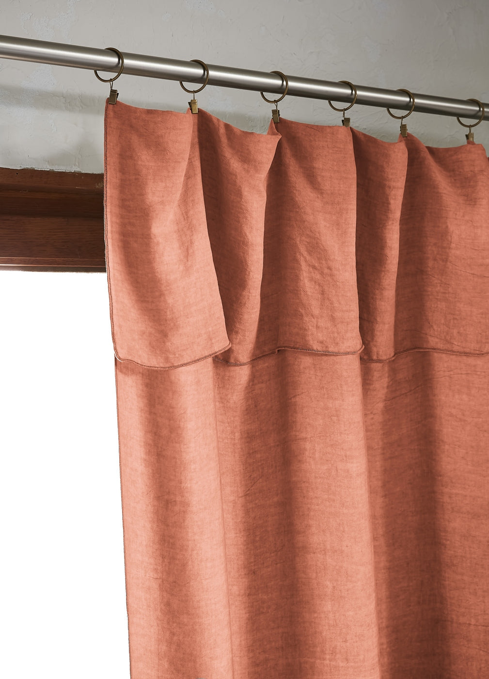 Lysandre - Rideau Ajustable + Anneaux Pince Lyocell Uni Lysandre - Terracotta