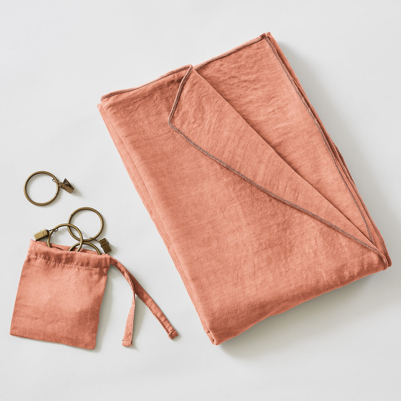 Lysandre - Rideau Ajustable + Anneaux Pince Lyocell Uni Lysandre - Terracotta
