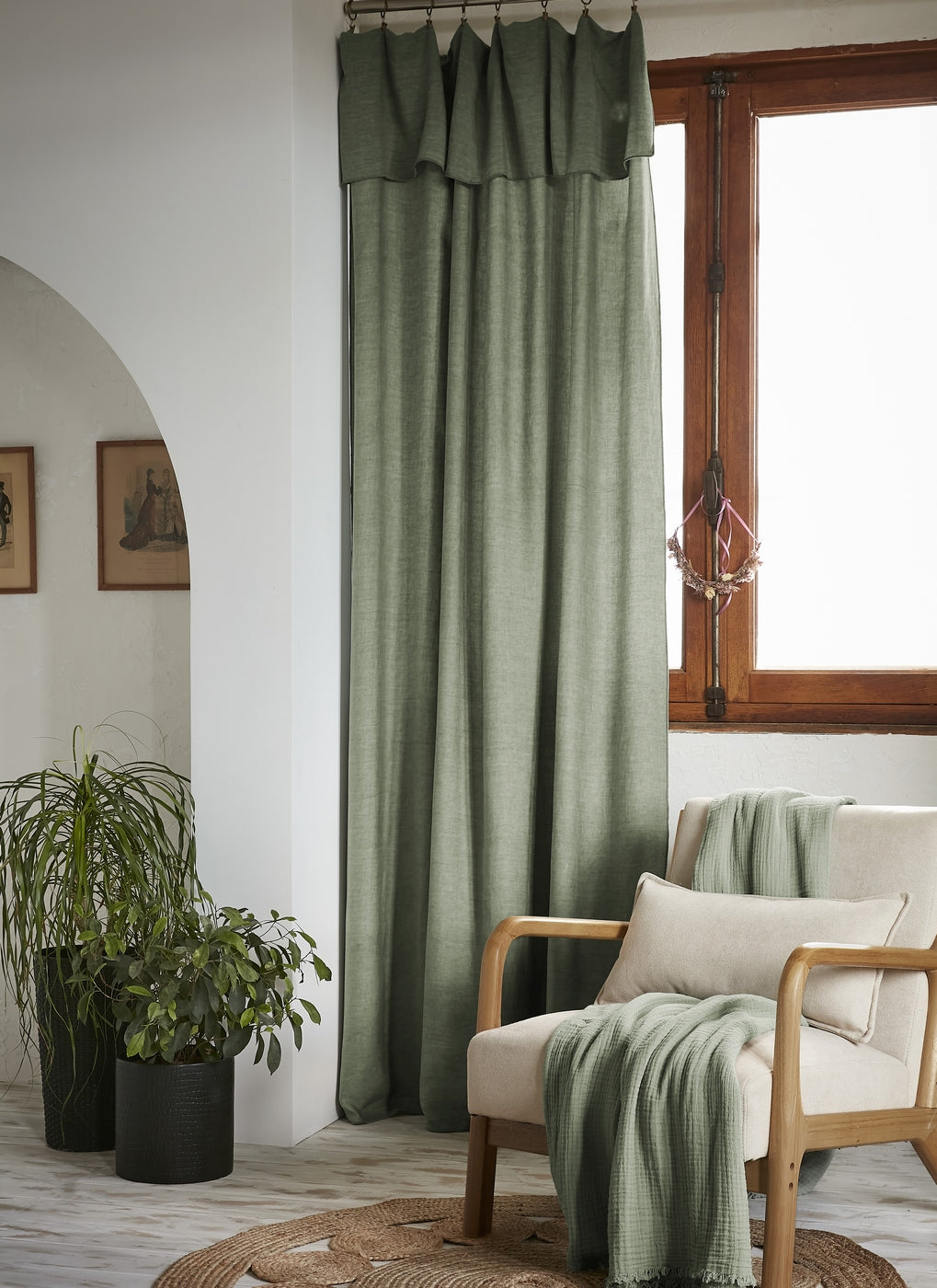 Adjustable Curtain + Lyocell Clip Rings Plain Lysandre - Thyme