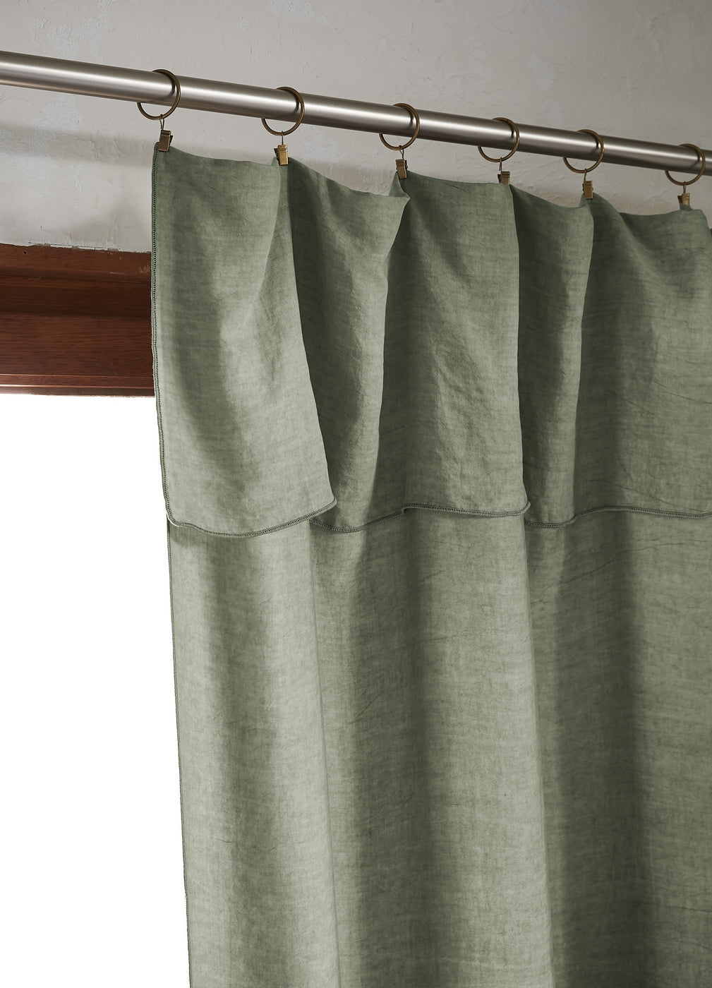 Adjustable Curtain + Lyocell Clip Rings Plain Lysandre - Thyme