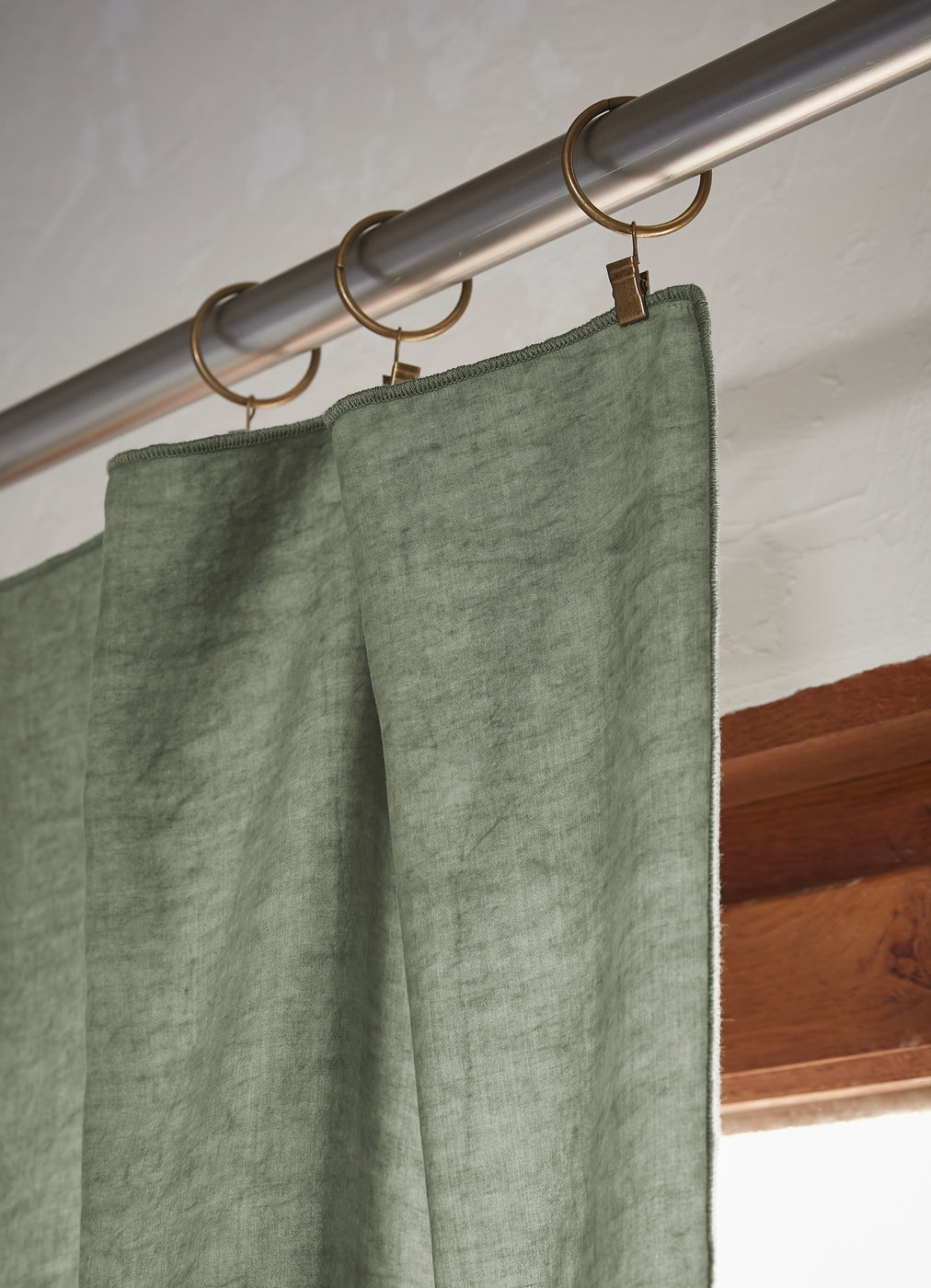 Adjustable Curtain + Lyocell Clip Rings Plain Lysandre - Thyme