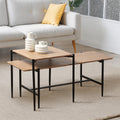 Jessie - Lot De 2 Tables Basses Gigognes - Chêne & Pieds Métal - Noir