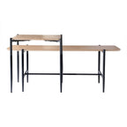 Jessie - Lot De 2 Tables Basses Gigognes - Chêne & Pieds Métal - Noir